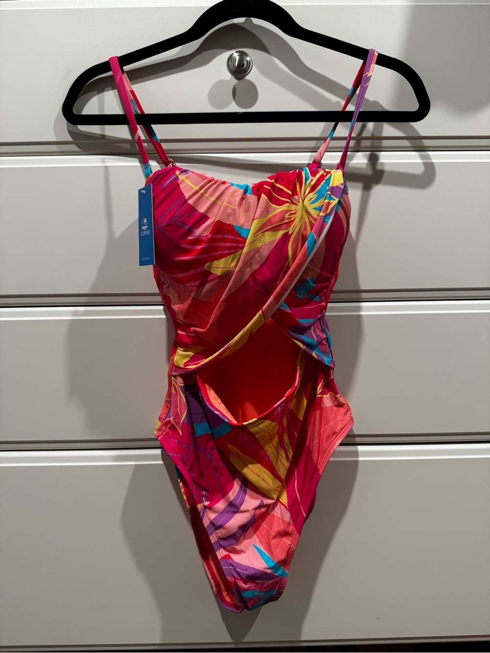 Cupshe NWT Abstract Floral Sweetheart Neckline Cut Out One Piece Swimsuit Medium - Picture 5 of 7